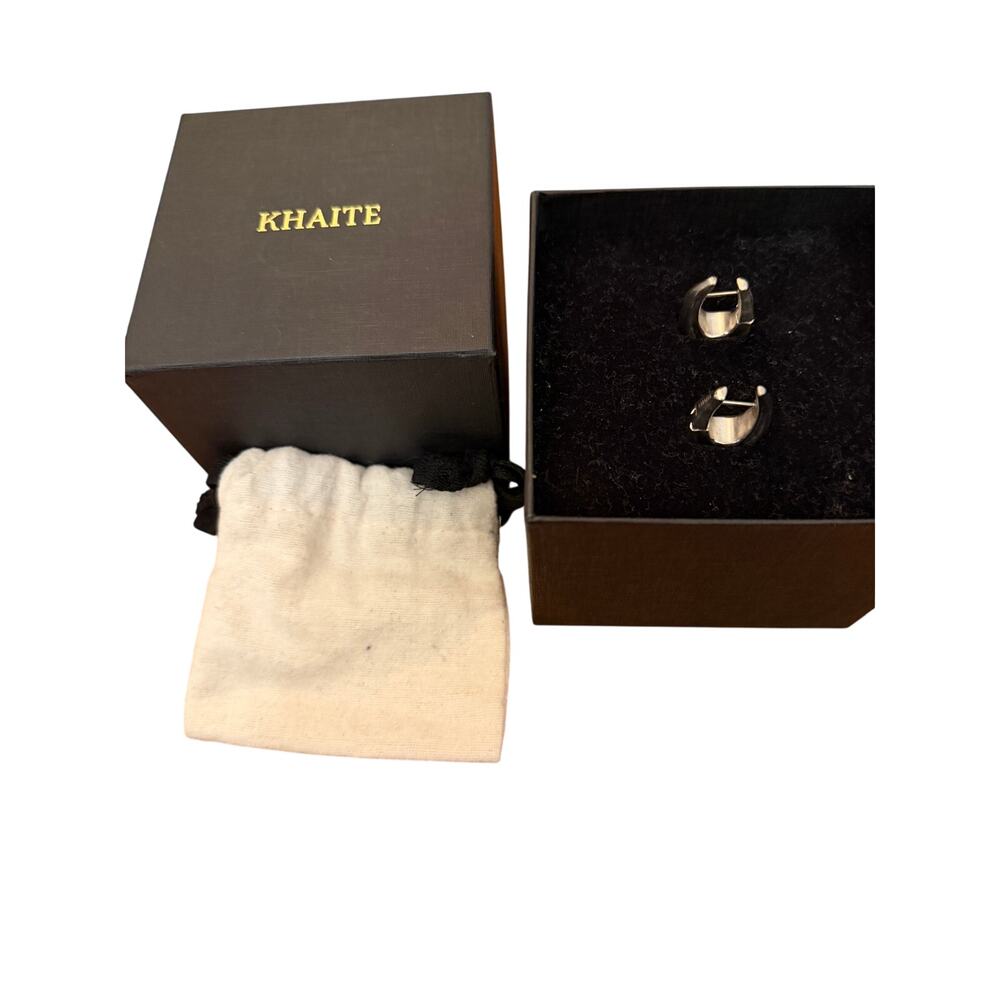 KHAITE Made in Italy Paladium Plated Barss RARE Olivia Hoop Small Earring NIB